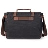 Vintage Genuine Leather Waxed Canvas Briefcase Large Satchel Shoulder Bag