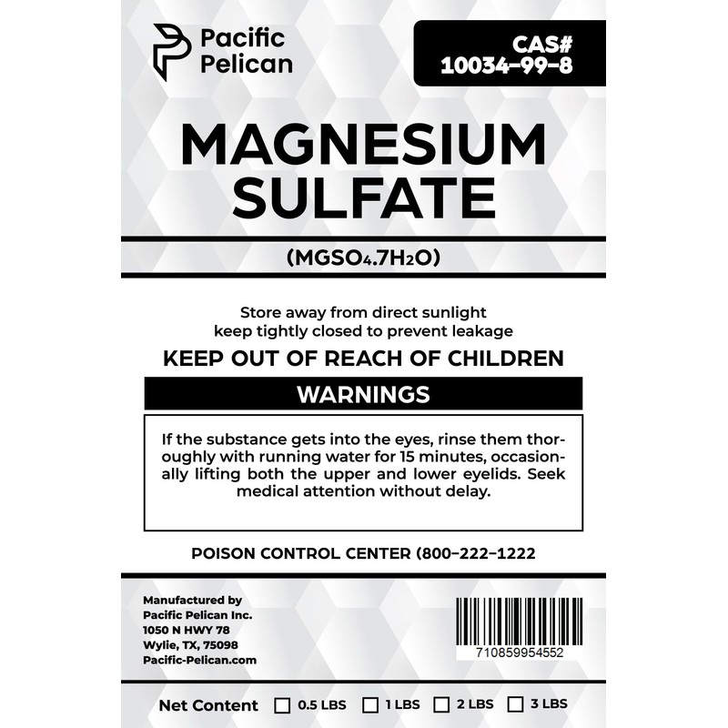 Pacific Pelican's Magnesium Sulfate (Epsom Salt) - Multi-Use: Plant Growth,