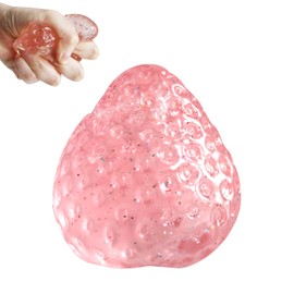 Handmade Strawberry Taba Squishy Toys,Kawaii Strawberry Squishies Squeeze Toys, Cute Strawberry Kawaii Novelty Things(Glitter Pink)