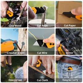 JiangCore Multifunctional Folding Utility Knife – Quick-Change Box Cutter with Pry Bar and SK5 Blades, Dual-Angle Bit Holder and Belt Clip for Heavy-Duty Cutting Prying and Fastening Tasks