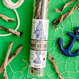 Polkadog Cod Skins for Dogs (4.7oz Regular) - Single Ingredient, Wild-Caught Fish Skin Dog Treats for All Breeds – High in Lean Protein & Omega-3. Hypoallergenic, Grain Free. Handcrafted & Made in USA