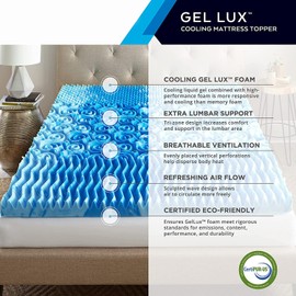 Thomasville GelLux Cooling Foam Mattress Topper, 4", Twin XL, Blue
