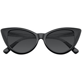 Boolavard Cateye Women's Classic Vintage Retro High Tip Wing Sunglasses, Cat Eye - Black Tinted Lens