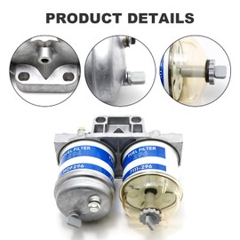 Saihisday Dual Double Fuel Filter Tractor Fuel Filter CAV Style Assembly Replacement for Ford Tractor Models 2000 2600 3000 3600 Compatible With New Holland NH Universal With Bowl