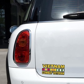 Set of 2 Sticker Vietnam Combat Veteran with Ribbons Vet Decal United States for Car Truck Window Laptop Bumper US