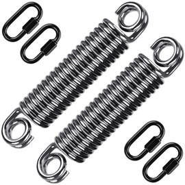 SELEWARE Heavy Duty Swing Springs for Hammock Chair, Porch Swing, Hammock Stands Mount, Double Closed Ring Design Up to 500 lbs, w/Locking Carabiners(2 Pack)