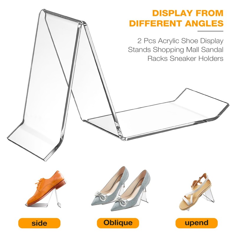 iplusmile 2pcs Clear Acrylic Shoe Store Display Stands Rack Holder