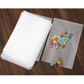 100 pcs Clear 5 * 11in(12.8 x 27.8cm) Cello Cellophane Bags Poly Treat Bags 1.4Mil for Gift Wrapping, Bakery, Cookie, Candies, Toast, Dessert, Party Favors Packaging with Color Twist Ties