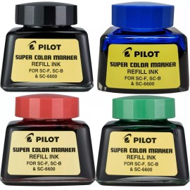 Pilot Super Color Permanent Marker Refill Ink, Four 1-Oz Bottles, Original - 43-5678-00 1 Bottle Each Color