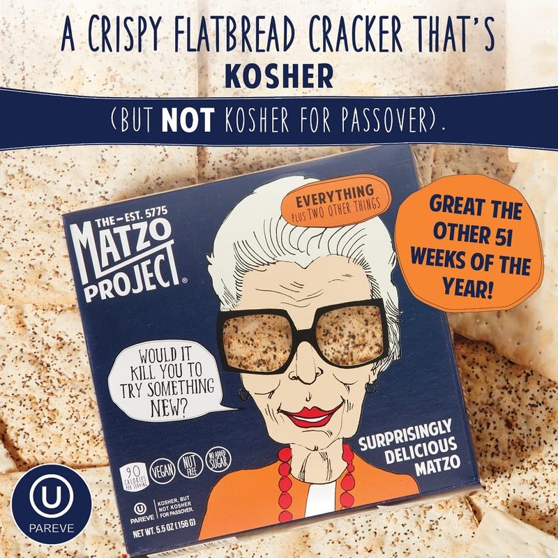 The Matzo Project Crispy Matzo Flats, Flatbread Crackers Sprinkled with