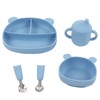 5pcs Baby Feeding Kit Food Grade Silicone Bear Design Plate