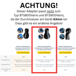 Adapter suction nozzle for Scheppach belt and disc sanders BTS900 and BTS800 to 35 mm inner diameter (ideal for e.g. Kärcher WD6 P)