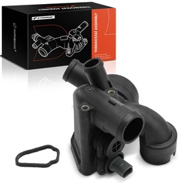 A-Premium Engine Coolant Thermostat Housing Assembly with Sensor Compatible with Volkswagen Touareg 2004 2005 2006, 3.2L, Replaces for 22121111G