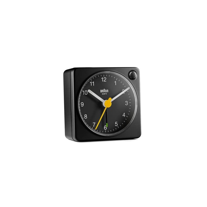 BRAUN/Brown Analog Alarm Table Clock BC02XB, Black, Modern