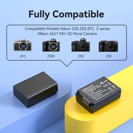 ENEGON EN-EL25 Battery (2 Packs-1600mAh), Smart LED Dual Charger Kit for Nikon Z50 Z30 ZFC Z50ii Digital Camera