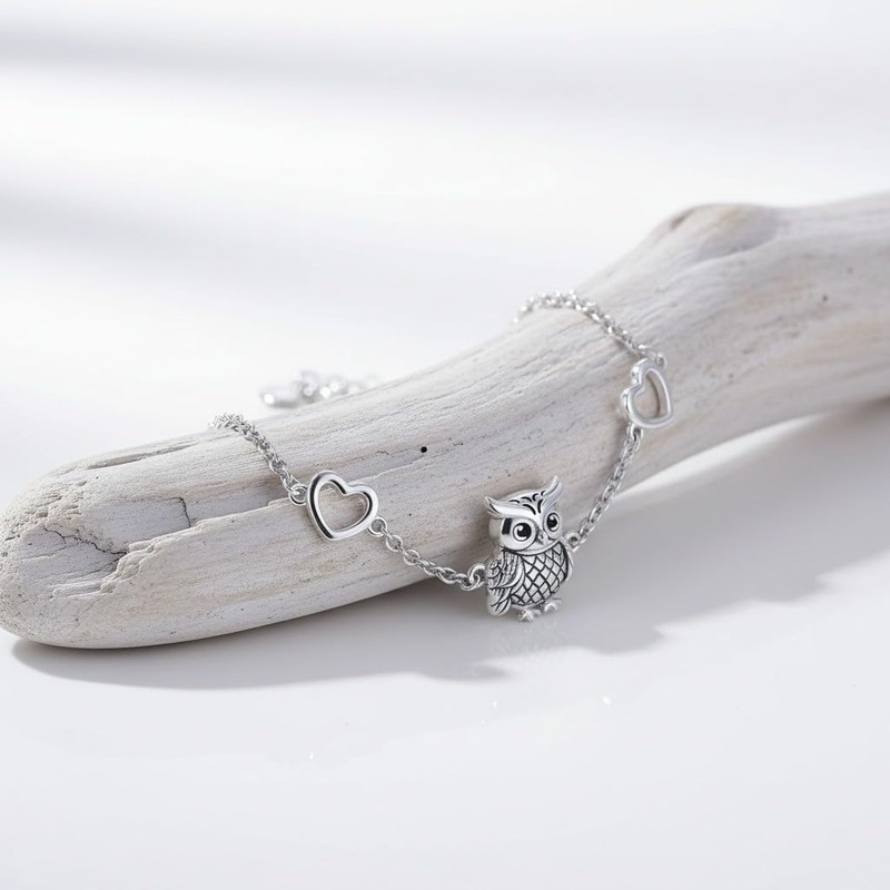 Owl Bracelet 925 Sterling Silver Owl Jewelry for Women Mother