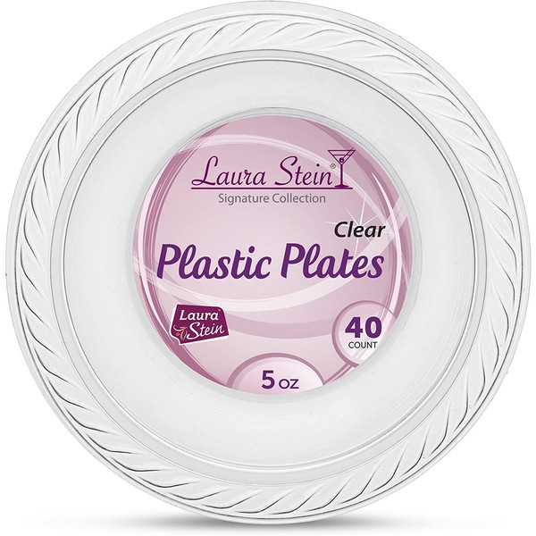 [120 Count - 5 Oz Bowls] Laura Stein Premium Heavy Weight Crystal Clear Disposable Plastic Dessert Size Bowl, Great For Wedding, Event, Parties, Catering, Buffets, 3 Packs