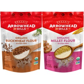 Arrowhead Mills Organic Gluten Free Buckwheat Flour, 22 oz & Organic Gluten Free Millet Flour, 23 oz
