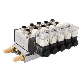 Baomain 5 Space Solenoid Valve 4V310-10 PT 3/8" DC 24V 2 Position 5 way Base Muffler Quick Fittings Set