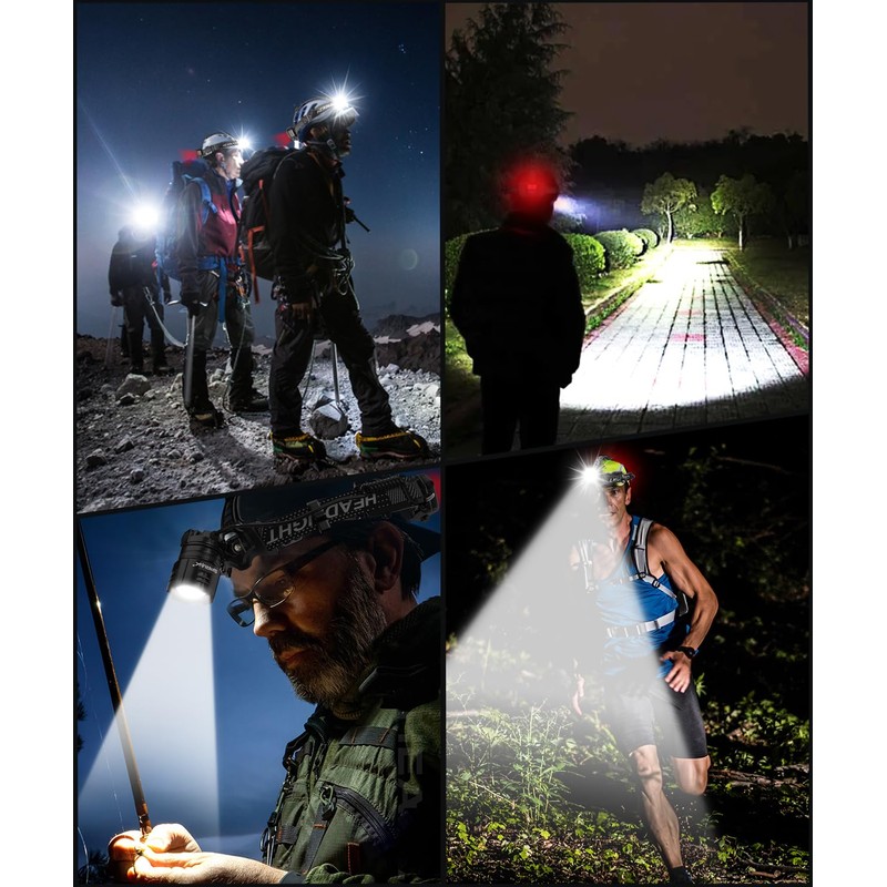 Spriak High Lumens LED Headlamp& 100H Using Time, USB Rechargeable