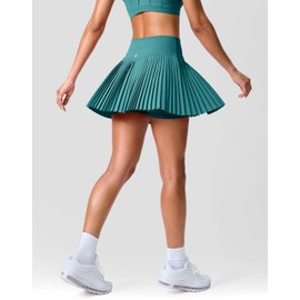 SANTINY Pleated Tennis Skirt for Women with Pockets Shorts Women's High Waisted Lightweight Athletic Golf Skorts Skirts for Casual(Green_S)