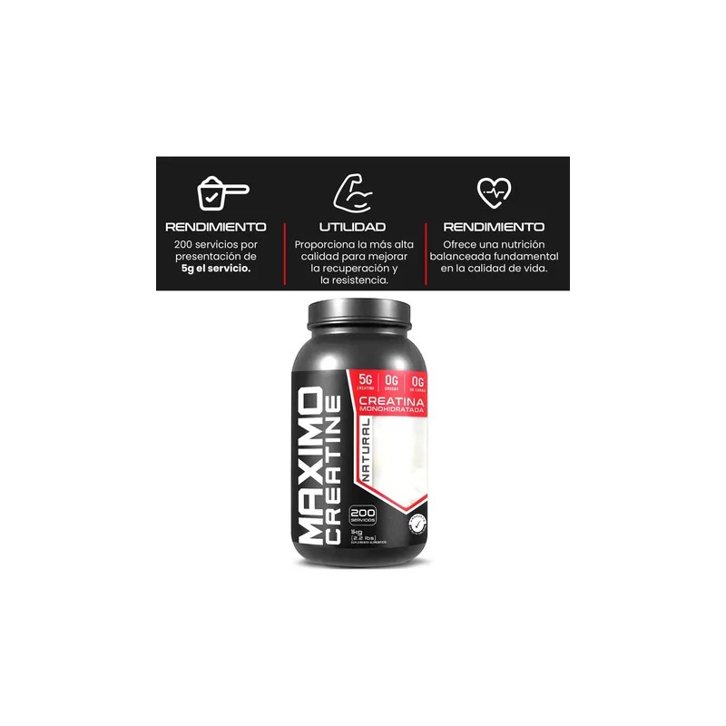 Creatina Monohidratada Maximo Protein 200 Porciones 1kg