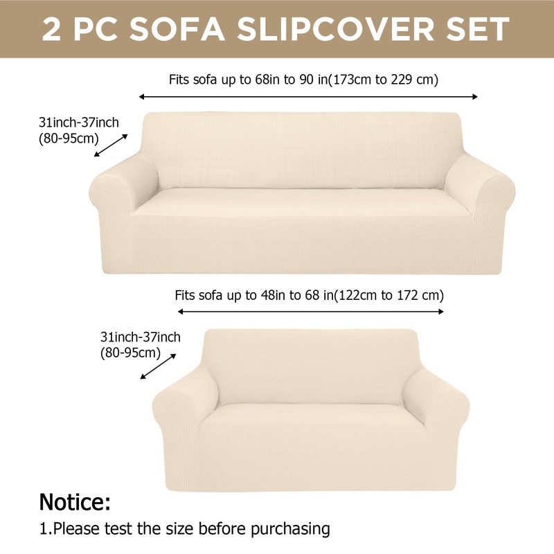Peryiter 2 Pcs Loveseat Covers Slipcover Set for Couch Furniture