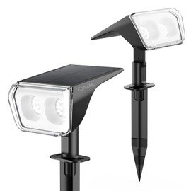 Consciot Solar Spot Lights Outdoor Waterproof, 24 LED Dusk-to-Dawn Solar Outdoor Lights, 2 in 1 Adjustable Wall Lights, Daylight Solar Landscape Spotlights for Garden Yard Wall Walkway, 2 Pack