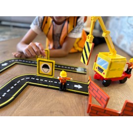 Magnetic Road Tiles Construction Builder Magnet Building Blocks - Double Sided Printing Compatible with Magnetiles and Picaso Road extention - STEM Education Toy for Kids Ages 3-5 5-7
