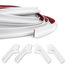 RV J-Shape Rain Gutter Rubber Drip Rail 40Ft with Gutter Spouts, 1/2 Inch RV Trim Molding, Weather Stripping, Roof Rain Diverter Fit for Car, Truck, Boat and Home Application (White)