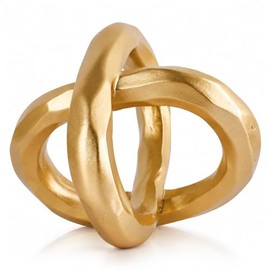 Moderne geometrische runde Skulptur mit Goldknoten, Tischdekoration, runde Deko-Elemente, Nippes, Wohnaccessoires für Regale, Couchtische, Bücherregale, Geschenke (Gold)