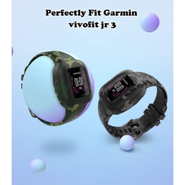 MoKo 3-Pack Strap Compatible with Garmin Vivofit jr. 3 Fitness Tracker for Kids, Soft Silicone Adjustable Replacement Band Wristband Bracelet, Camouflage Blue/Camouflage Gray/Camouflage Green