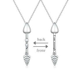 TYSO I Am Enough Necklace 925 Sterling Silver AInspirational Engraved Vertical Jewelry For Women