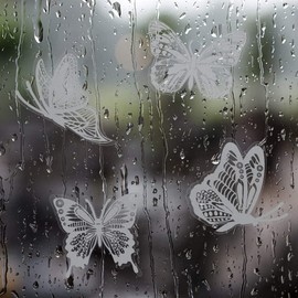 24 Pcs Window Stickers Large Size Butterfly Anti Collision Window Clings Translucent Alert Bird Window Decal Prevent People and Bird Strikes on Window Glass