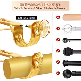 Adjustable Curtain Rod Brackets (Set of 2) – Heavy-Duty Wall Mount Holders for 1-Inch Drapery Rods, Rust-Resistant Black Iron, Easy Installation,Perfect for Curtains,Drapes and Shower Curtains