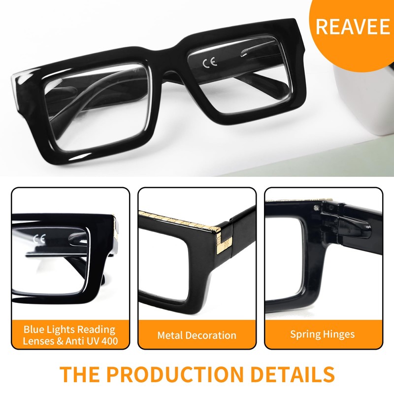 REAVEE 3 Pack Oprah Style Reading Glasses for Women Men,