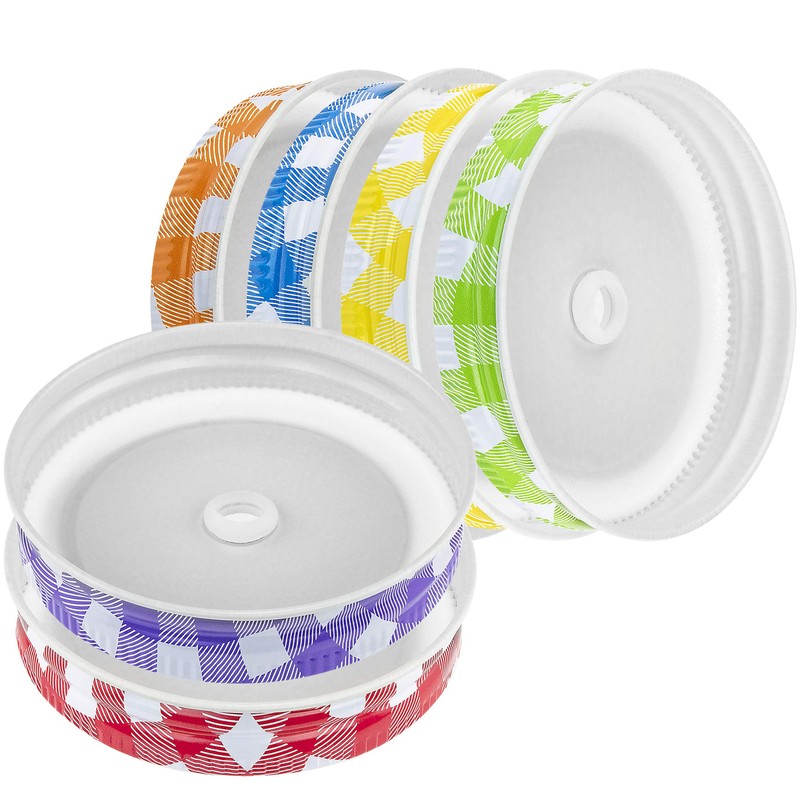 Southern Homewares SH-10234 Mason Jar Lids Gingham with Hole, One