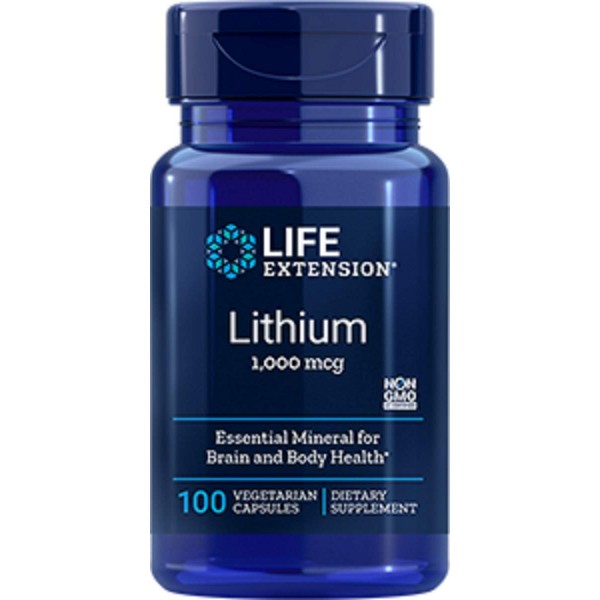 Life Extension Lithium 1000 mcg - for Brain Health, Anti-Aging & Longevity - Memory & Cognition, Mood Support Supplement -Once Daily - Gluten-Free, Non-GMO - 100 Count