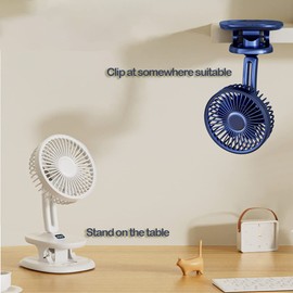 HUAHAT HuaHat 5” Portable Table Fans with Clip 120° Oscillating Head up/down Adjustable LED Indicator Timer Setting Auto-shut down 4000mAh Li-on Battery 5 Speeds (Gem)