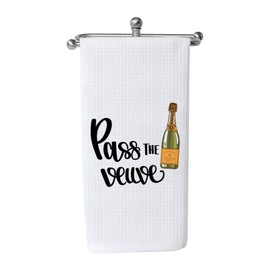 KUIYAI Funny Gift for Champagne Lovers Home Champagne Bar Decoration Flour Sack Kitchen Towel Tea Towel (Pass the Veuve)