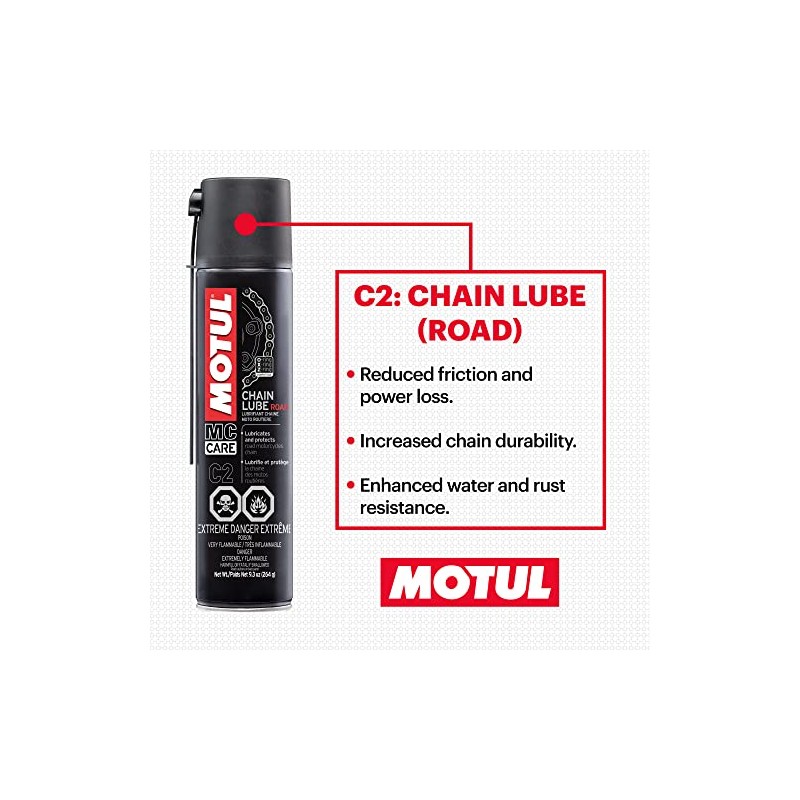 MOTUL 109767 Motorcycle Chain Clean Lube Kit C1 C2 Complete