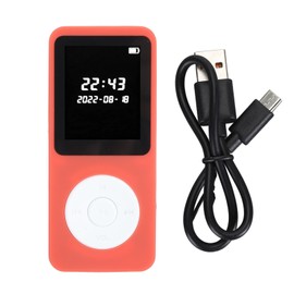 MP3 Player Bluetooth 5.0 1.77in LCD Screen Built in HD Speaker Portable HiFi Music Player with FM Radio Recorder Alarm Clock Red No Memory Card