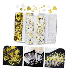 Minkissy Nail Glitter Sequins Heart Butterfly Round Shaped Flakes for Nail Art Compartment Storage for Professionals Easy to Apply Styles Included