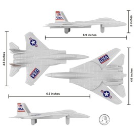 TimMee Plastic Army Men Combat Fighter Jets - 4pc White Airplanes Made in USA