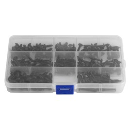 200Pcs Self-Tapping Screw Assortment Stainless Steel Truss Self-Drilling Screw Kit Black with a Plastic Box