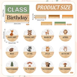 FYSUIMU Birthday Bulletin Board Set for Classroom Decorations Woodland Animal Class Birthday Bulletin Board Stickers Jungle Life Month Header Decals for Back to School Office Month Calendar, 53 Pcs