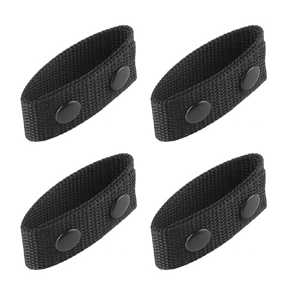Aster Belt Keeper Double Snaps for Outdoor Sports Belt Fixing, Security Tactical Belt Police Military Equipment Accessories (4PCS Black)
