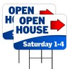 OPEN HOUSE Saturday 1-4 2 Pack Double-Sided Yard Signs 16" x 24" with Metal Stak