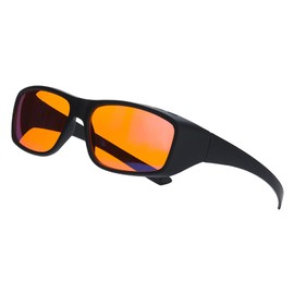 DOKOMUCHOS Fit Over Wraparound Blue Light Blocking Amber Gaming Glasses Anti Glare for Better Sleep for Screens, Games, Mobile Phones (Black, Red)