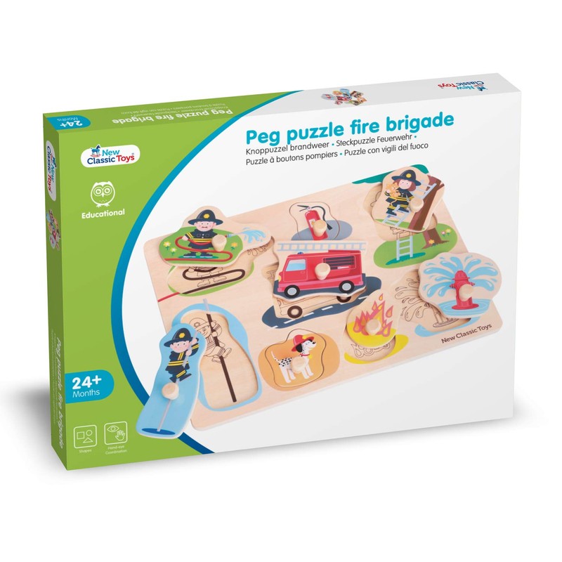 New Classic Toys 10433 Fire Brigade Peg Puzzle-Fire Brigade